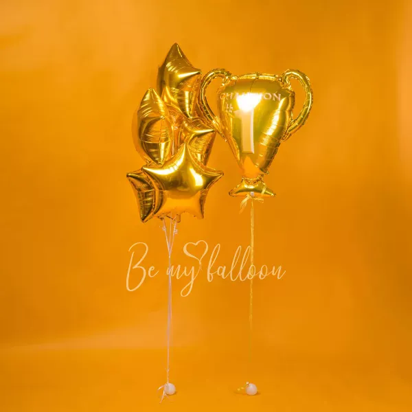 Champion balloon with foil stars balloon bouquet bundle 