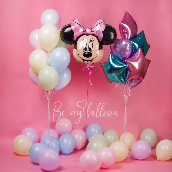 Minnie Mouse with Pastel and Foil Balloon Bouquets bundle